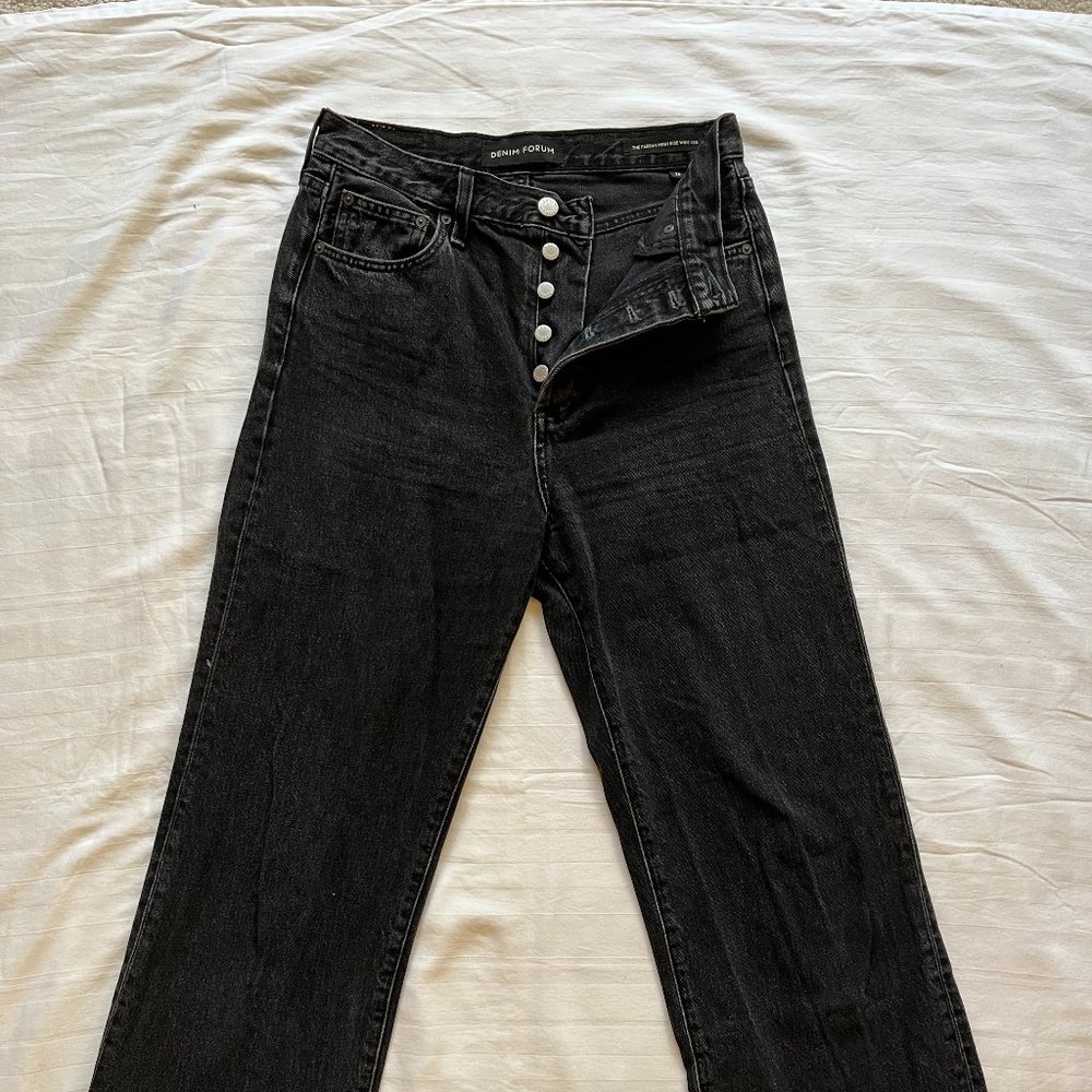 Denim Forum The Farrah Wide Leg Jean | Vintage Black Wash